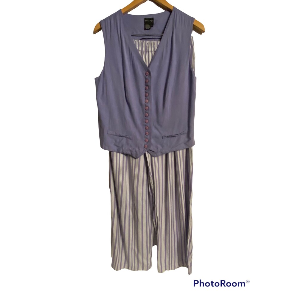 Boutique Europa 2 Piece Pant Set Size 14 Cool Lightweight Purple/White